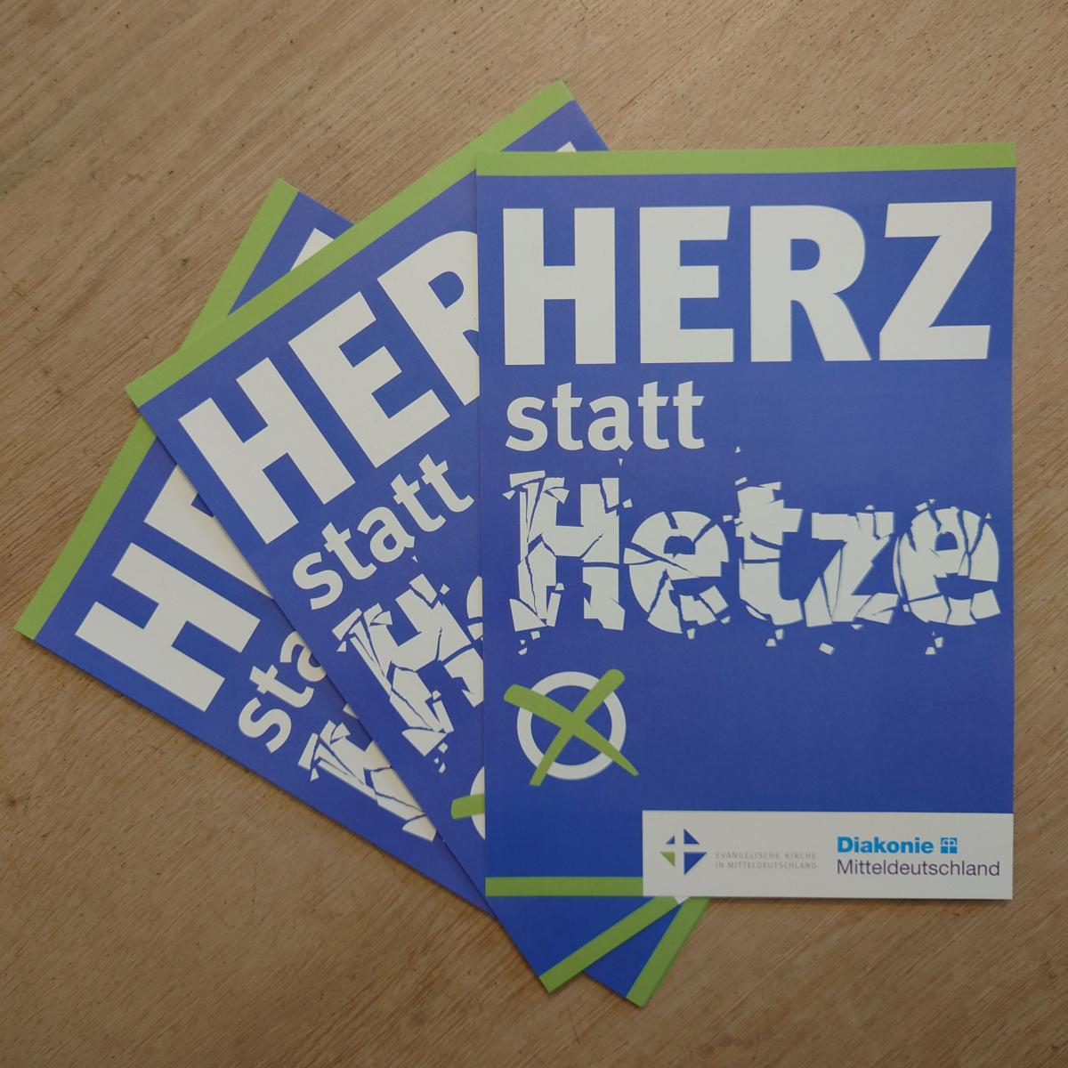 Plakat A3 Herz statt Hetze gefächert