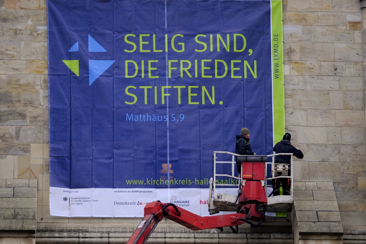 Selig sind Banner  Foto: Torsten Bau/ Kirchenkreis Halle-Saalkreis