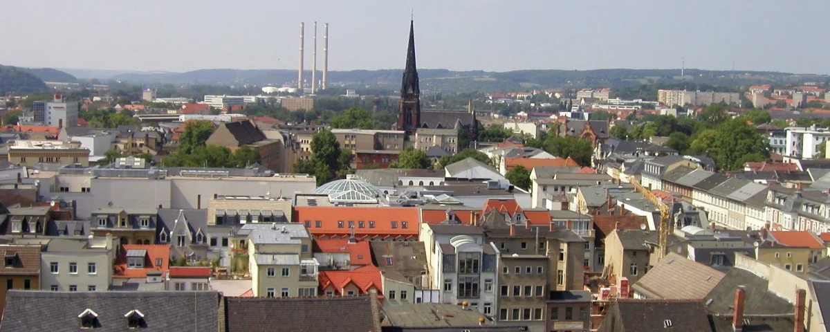 Blick vom Rathausturm über Gera